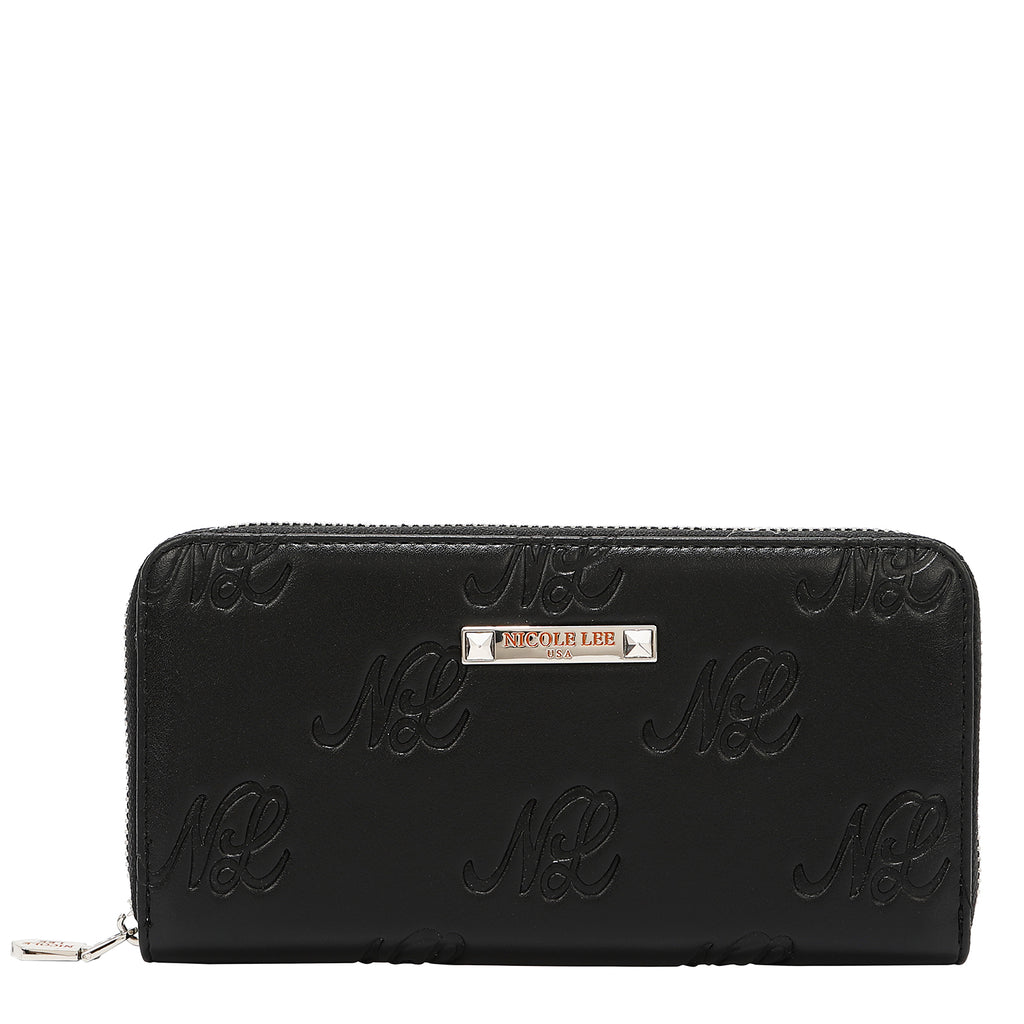 EMB8035 | Cartera con cremallera y logotipo NL en relieve | Black