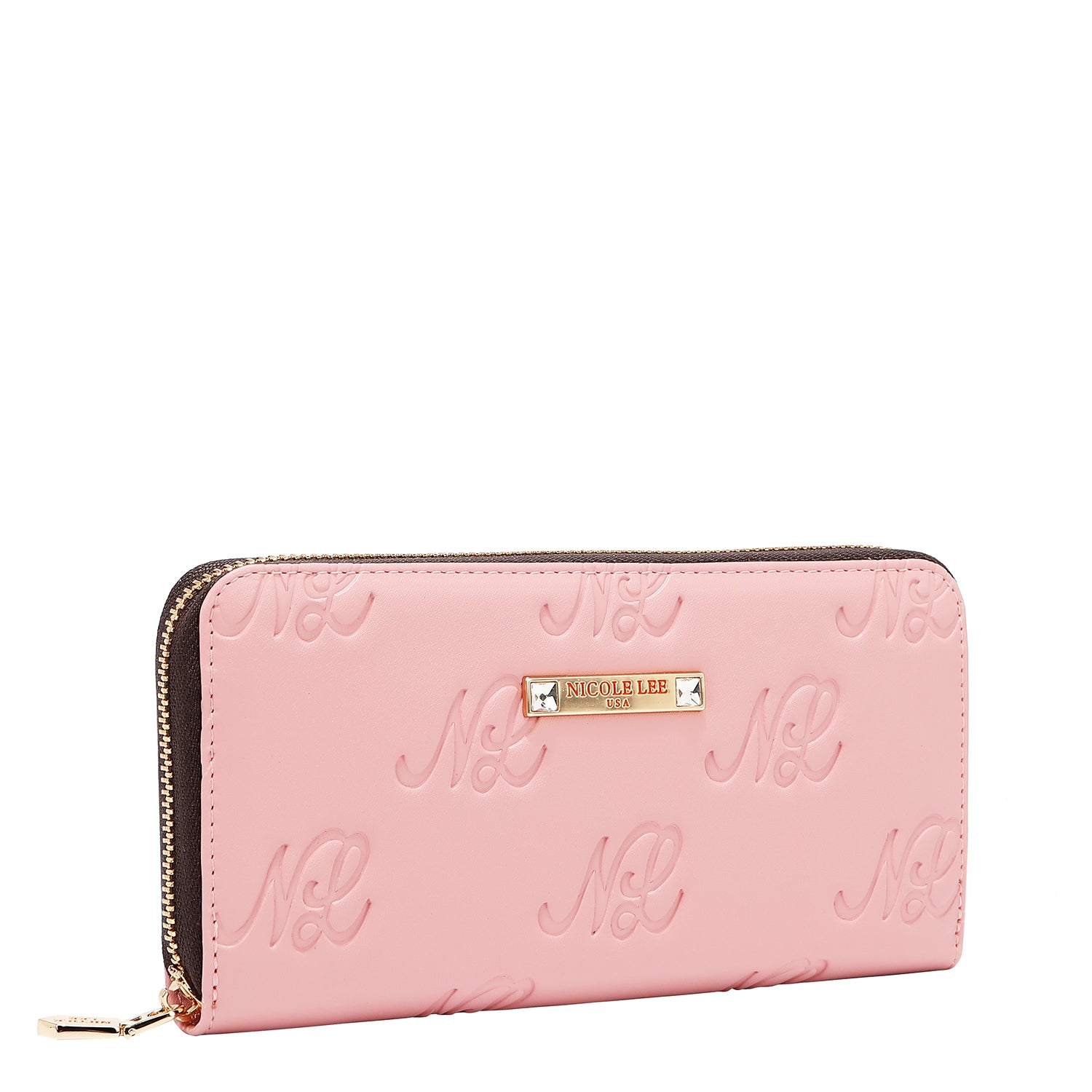 EMB8035 | Cartera con cremallera y logotipo NL en relieve | Pink