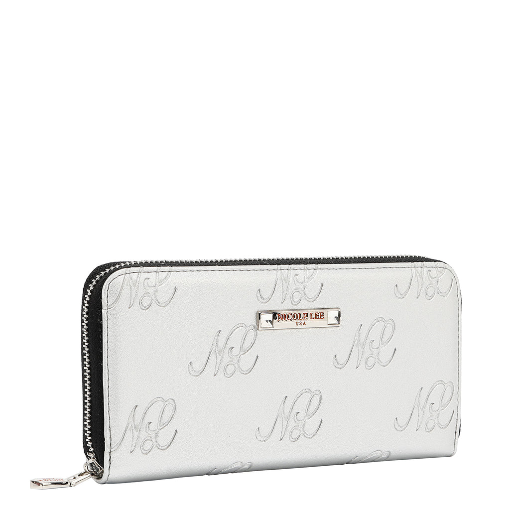 EMB8035 | Cartera con cremallera y logotipo NL en relieve | Silver