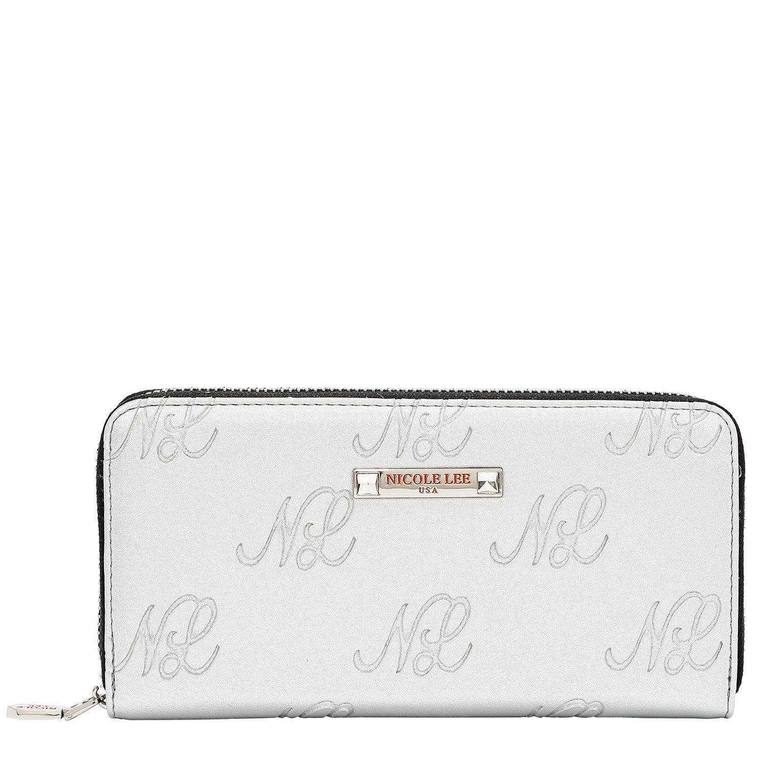 EMB8035 | Cartera con cremallera y logotipo NL en relieve | Silver