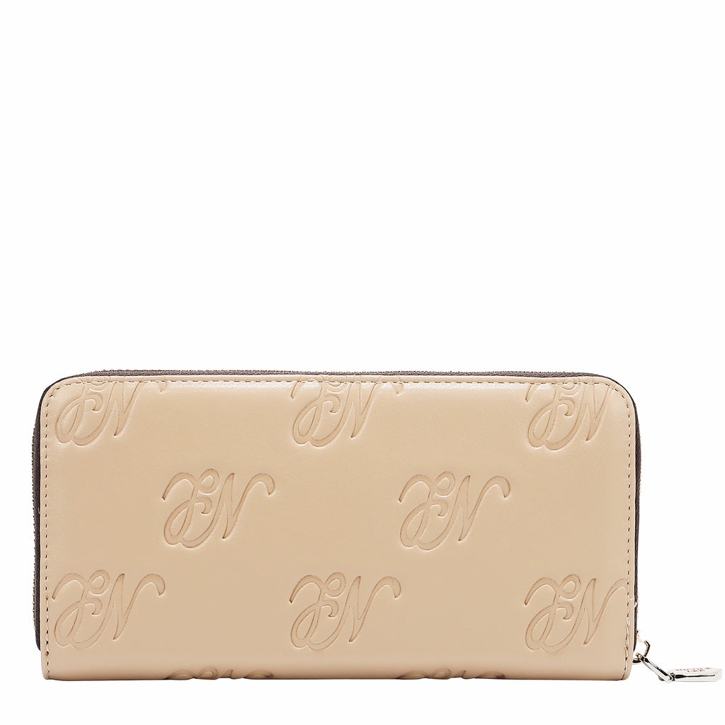 EMB8035 | Cartera con cremallera y logotipo NL en relieve | Taupe