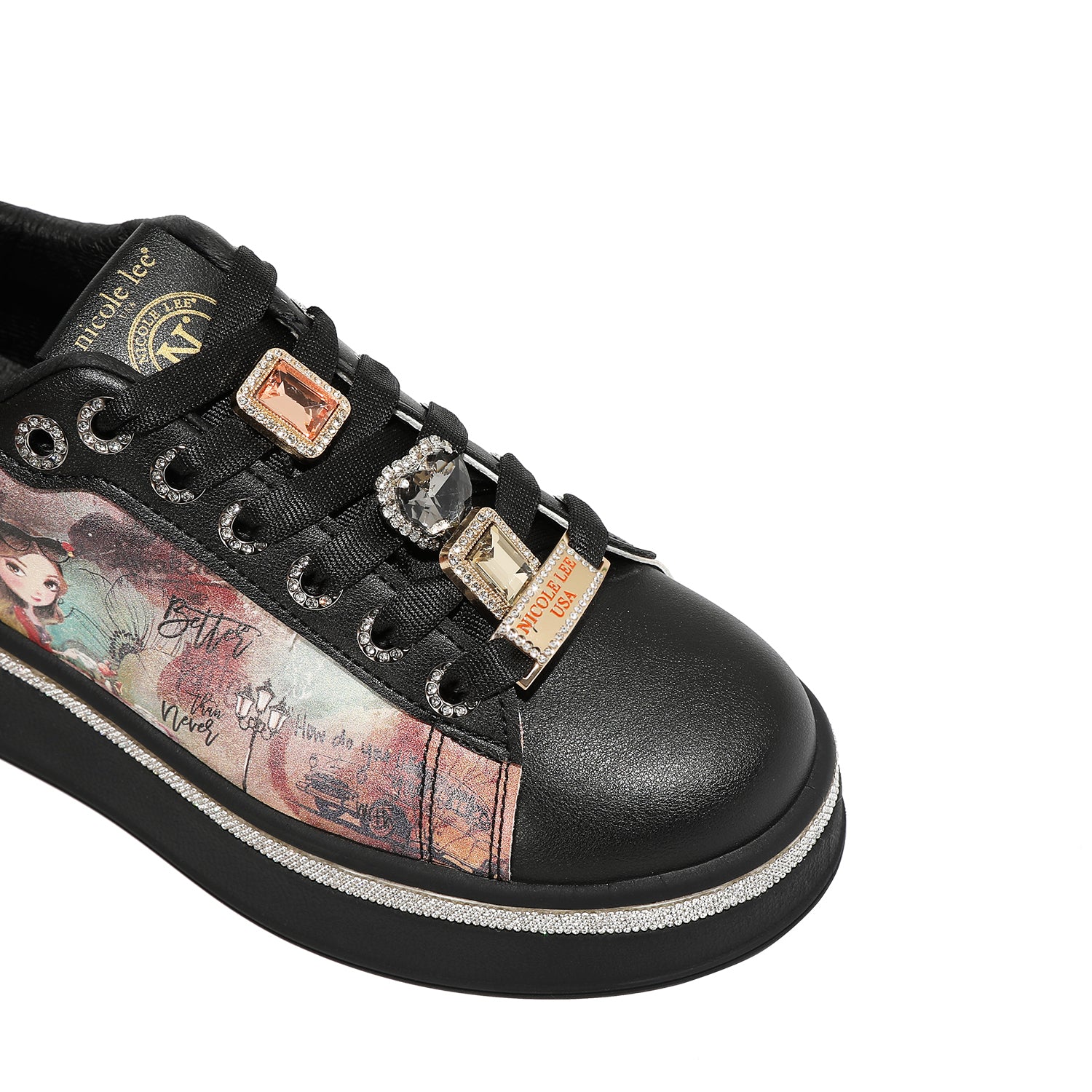 TS23105 | Zapatillas de plataforma con pedrería | Virtual Friend