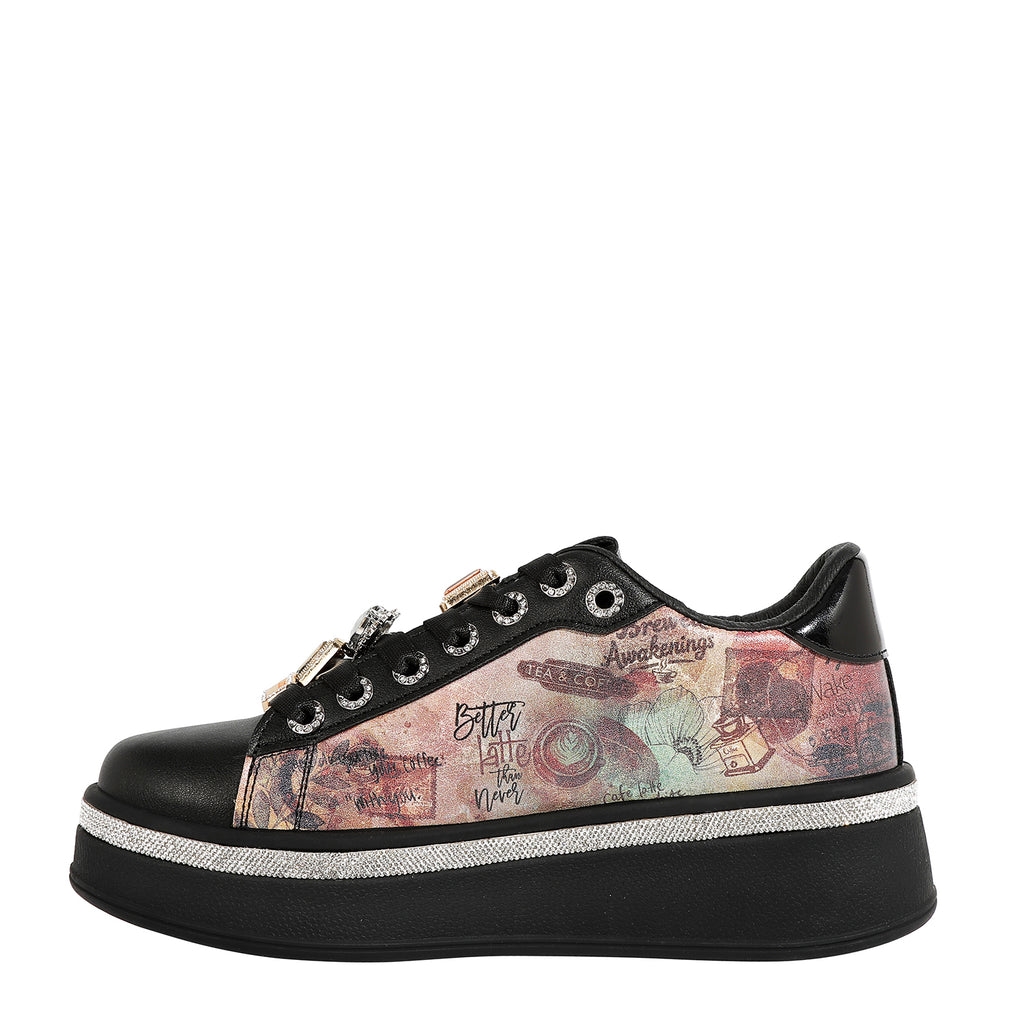 TS23105 | Zapatillas de plataforma con pedrería | Virtual Friend